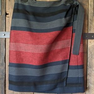 Wrap Skirt - Blue, Black, Red, White Stripe, SZ 8